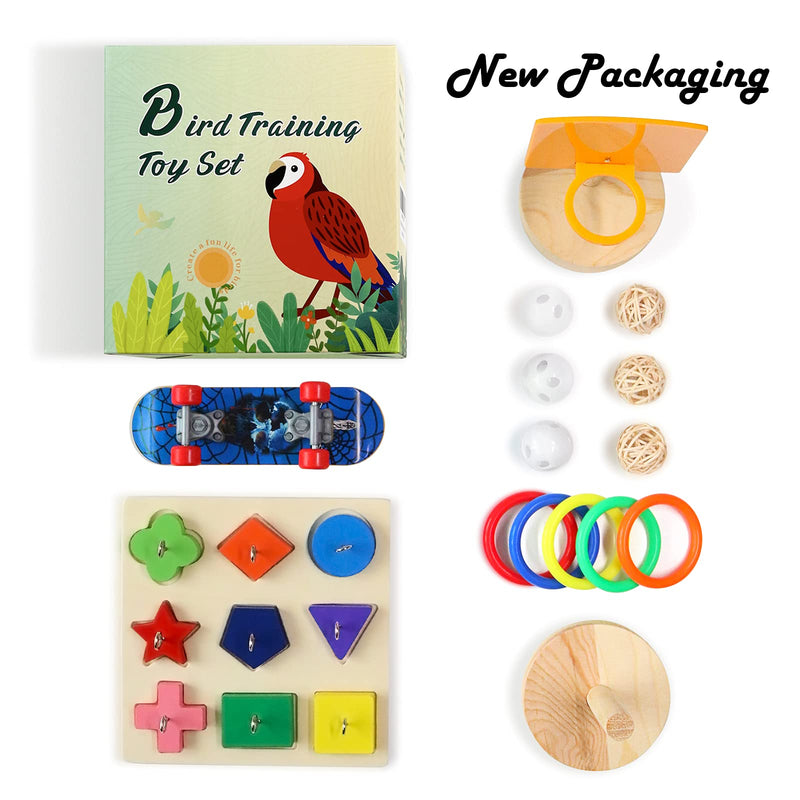 Bird Toys For Parakeets,5pcs Parrot Toys Set （Include Bird Basketball Toy、Bird Skateboard、Bird Stacking Toy、Parrot Wooden Block Puzzles Toy、Small Sepak Takraw）,Parakeet Toys、For Bird Training Toys - PawsPlanet Australia