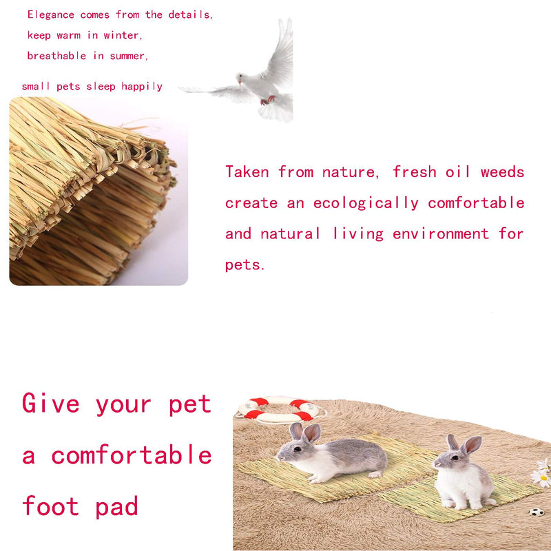 WANBAO 3 Pcs Woven Straw Mat Bed, Rabbit Mat, Suitable for Hamsters, Parrot Rabbits and Other Small Animals - PawsPlanet Australia