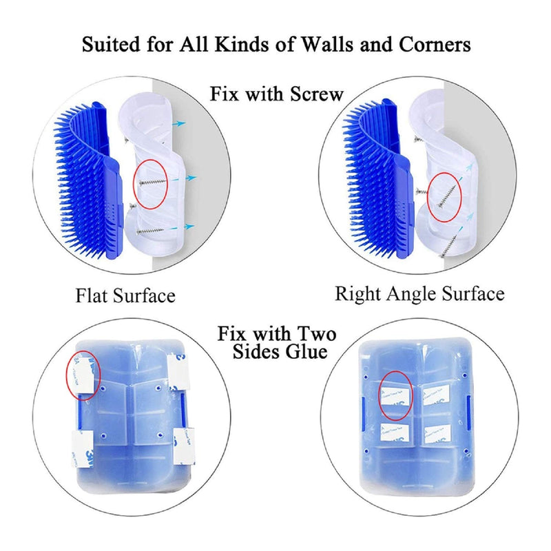 Kingtree Cat Self Groomer, 2 Pack Wall Corner Groomers Soft Grooming Brush Massage Combs for Short Long Fur Cats, Softer Massager Toy for Cat Puppy - Blue - PawsPlanet Australia