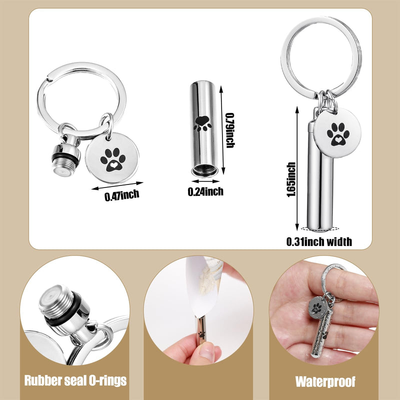 Loetere 4 Pcs Pet Urns Keychain, Paw Print Shape Urn Pendant Keychain for Pet Ashes Keepsake Stainless Steel Small Pet Urns for Dogs Small Pet Cremation Keepsake Pend Paw Print Memorial Urn - PawsPlanet Australia