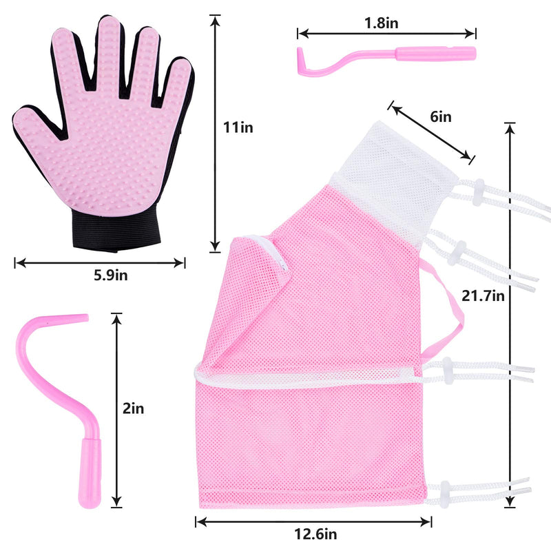 Gydandir 4 Pieces Cat Bathing Bag Set Cat Shower Net Bag with Cat Grooming Glove Pets Tick Remover Tool for Cats Dogs Cleaning Tools - PawsPlanet Australia