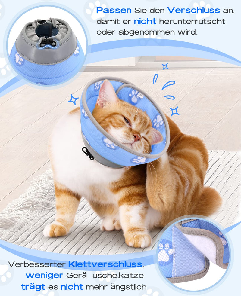 Supet Neck Brace Cat, Adjustable Neck Brace Cat Collar, Recovery Collar Soft Collar Cone After Surgery and Injuries for Puppies, Small Dogs and Cats (Blue, S) S (Neck: 14-23cm) Blue - PawsPlanet Australia