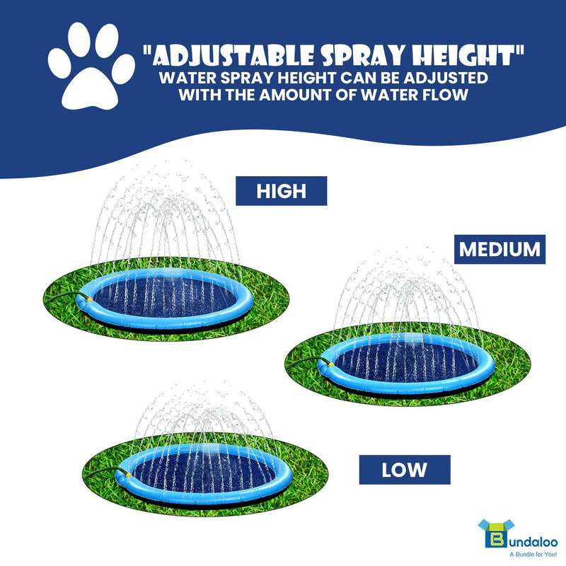 Bundaloo Dog Sprinkler Pool - Outdoor Water Splash Mat & Bathing Fountain for Pets - Thick PVC Material, Non-Slip Bottom, Connects to Standard Garden Hoses - Summer, Lawn & Yard Toy - 51” Diameter - PawsPlanet Australia