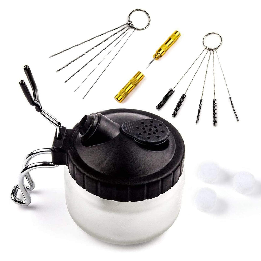 Airbrush complete cleaning set cleaning pot professional air brush spray gun cleaning container glass airbrush cleaning set with 5 cleaning brushes, 5 cleaning picks, 1 airbrush reamer - PawsPlanet Australia
