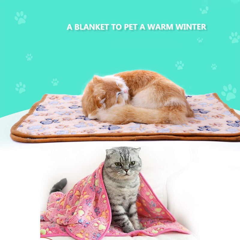 3 x Large Dog Cat Pet Soft Fleece Blankets 76cm X 104cm, Soft Warm and Washable Fleece Cat Puppy Throw for Small Medium Pet, Comfortable Fluffy Durable Dog Blanket, Creamy-white, Pink, Brown - PawsPlanet Australia