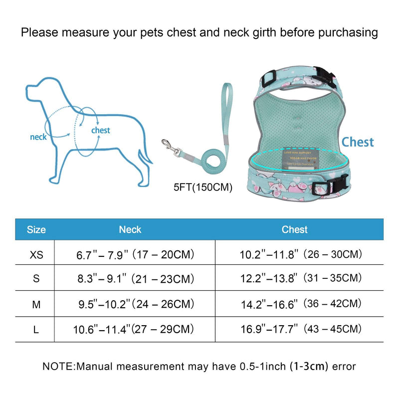 Anbeer Cat Harness and 5FT Leash, Adjustable Pet Vest with Reflective Strap for Small Cats and Puppy (S, Cyan) S (Neck 21-23cm, Chest 31-35cm) - PawsPlanet Australia