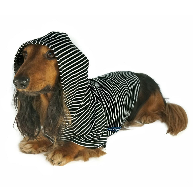 DJANGO Dog Hoodie and Super Soft and Stretchy Sweater with Elastic Waistband and Leash Portal X-Small Black - PawsPlanet Australia