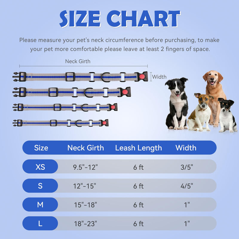 Martingale Collar for Dogs,Soft Neoprene Padded Reflective Martingale Collar and Leash Set Safety Buckle Nylon Martingale Collar for Small Dogs(Blue&S) S Blue - PawsPlanet Australia