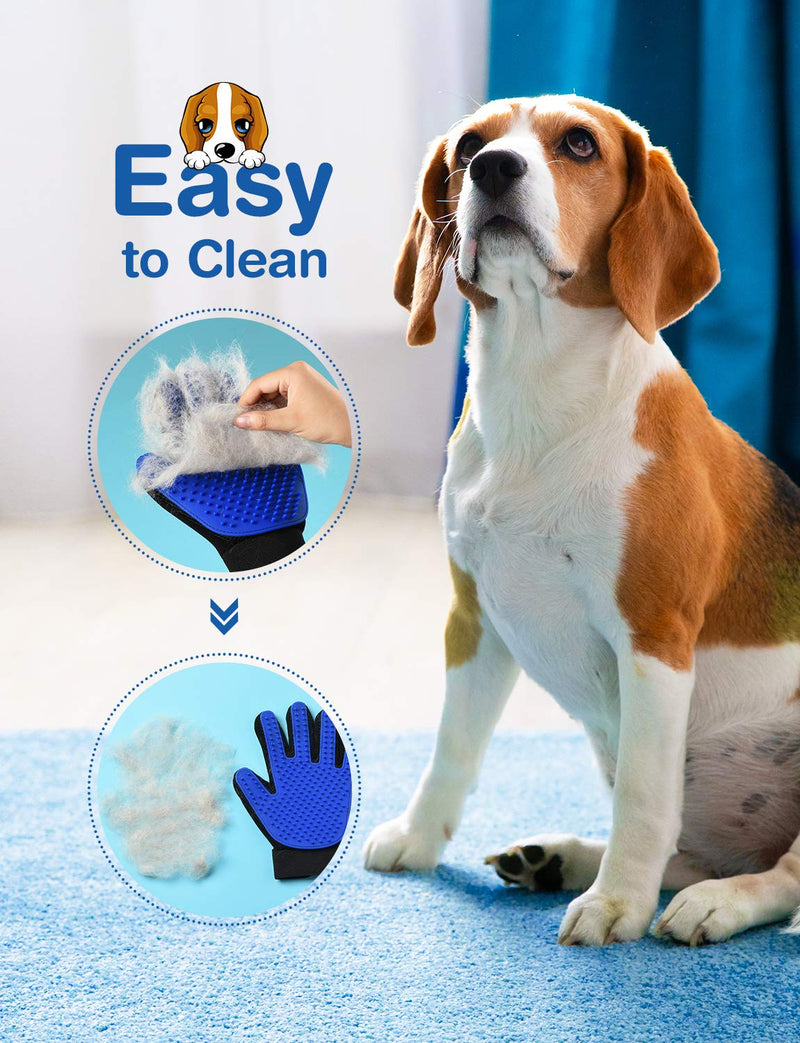 [Australia] - Pet Grooming Glove for Cat Dog, nomoypet Gentle Deshedding Brush Glove with Self Cleaning Slicker Brush, Efficient Pet Hair Remover Massage Mitt with Enhanced Five Finger Design Shedding Grooming Tool 