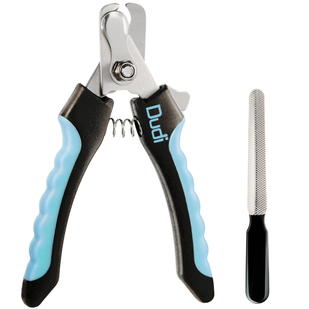 Dudi Pet Claw Scissors for Dogs, Cats, Rabbits, Rabbits & Guinea Pigs - Claw Trimmer with Safety Mechanism - Nail Scissors Set Including Claw Grinder - Large Black/Blue - PawsPlanet Australia