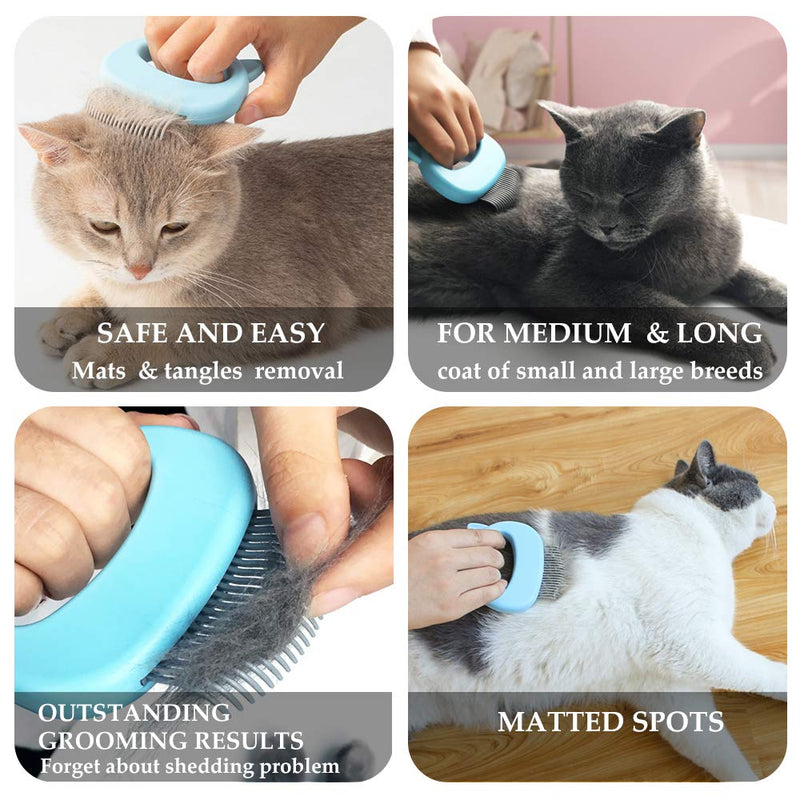 Gentle Cat Grooming Comb Massager - Pet Hair Remover Cat Puppy Rabbit Pet Shell Massage Deshedding Grooming Shedding Trimming Soft Tools for Removing/Loosing Matted Fur Knots and Tangles Painless blue - PawsPlanet Australia