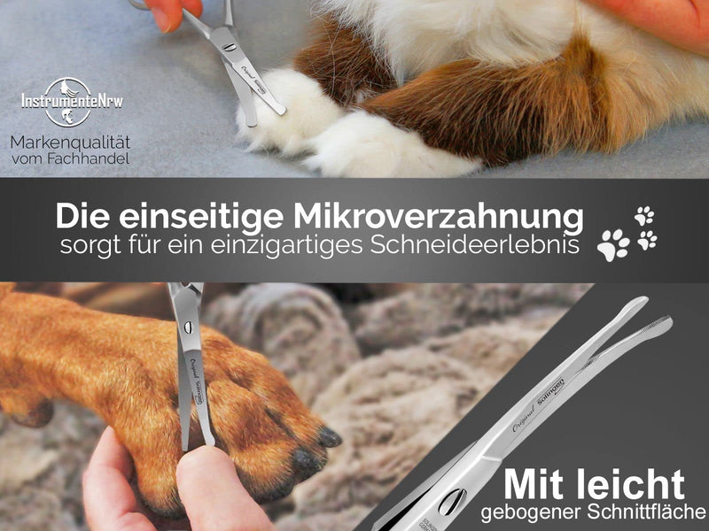 Grooming scissors from Solingen Dog hair scissors Paw scissors with one-sided micro-serration Made in Germany Dog scissors with curved cutting surface for grooming dogs cats pets (11.7 cm) 11.7 cm - PawsPlanet Australia