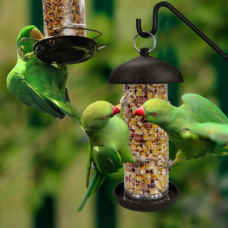 Urban Deco Hanging Mini Bird Feeders Set Metal Tube Mixed Seed Feeder with Hanger Peanut Feeder for Garden Outside Yard Great for Attracting Wild Birds (Black-2 Pack) Black - PawsPlanet Australia