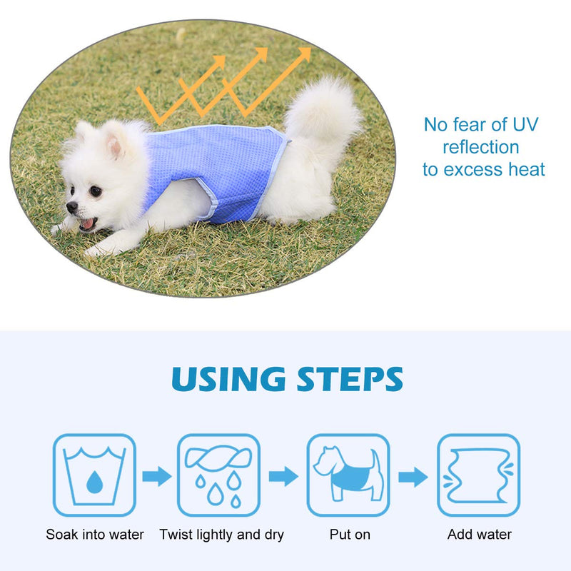 UKCOCO Pet Cooling Vest Jacket, Dog Ice-cooling Harness Coats, Pet Cooler Vest with Magic Tape for Puppies Dogs - Size M (Blue) - PawsPlanet Australia