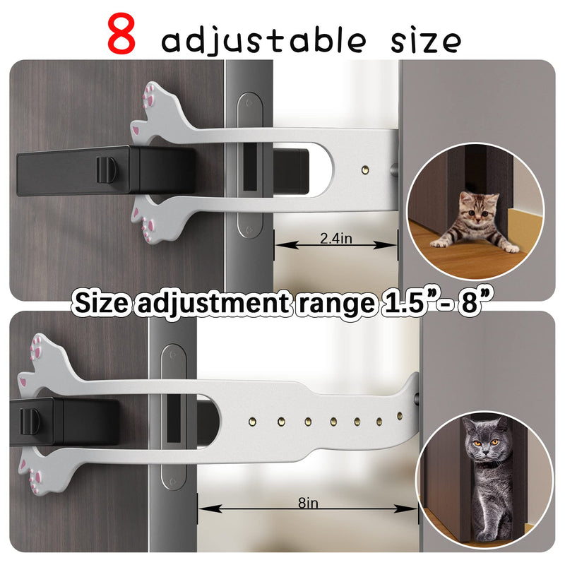 2PCS Cat Door Latch Holder,【8 Adjustable Sizes】 Stronger Flex Cat Door Stopper, Keep Door Open 1.5" to 8", Let's Cats in and Keeps Dogs Out of Litter & Food, No Tool Required & No Wall Damage 2*white - PawsPlanet Australia