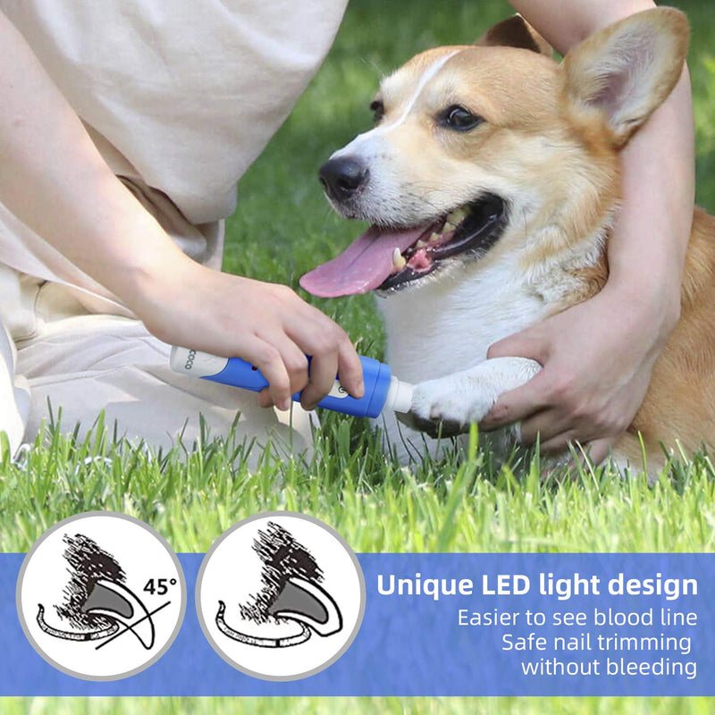 [Australia] - TAOCOCO Dog Nail Grinder, Build-in LED Light Rechargeable 3-Speeds Powerful Electric Pet Nail Trimmer, Low Noise Painless Dog Paw Trimmer Claw Care Grooming for S/M/L Dogs Cats with Clipper and File 