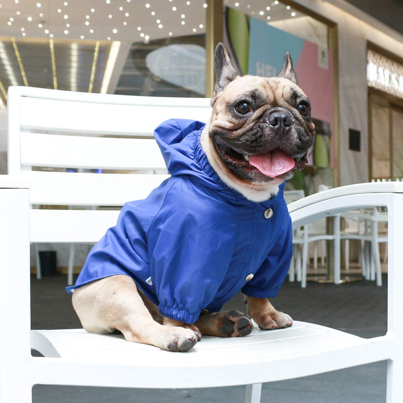 ICHOUE Dog Raincoat Lightweight Windbreaker Hooded Jacket Small Blue - PawsPlanet Australia