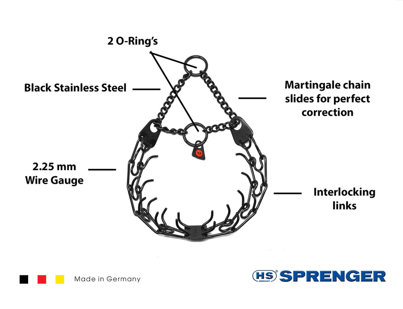 Herm Sprenger Black Stainless Steel Prong Dog Training Collar Ultra-Plus Pet Pinch Collar No-Pull Collar for Dogs Anti Pull Training Collar Made in Germany 16in (41cm) x 2.25mm - PawsPlanet Australia
