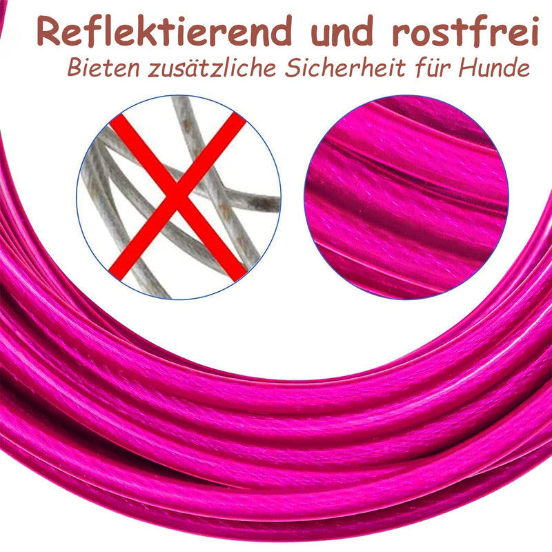 Yard leash for dogs, 9m cable leash for large dogs up to 40kg, chain leash for dogs camping, yard leash tie out leash for medium and large dogs pink - PawsPlanet Australia