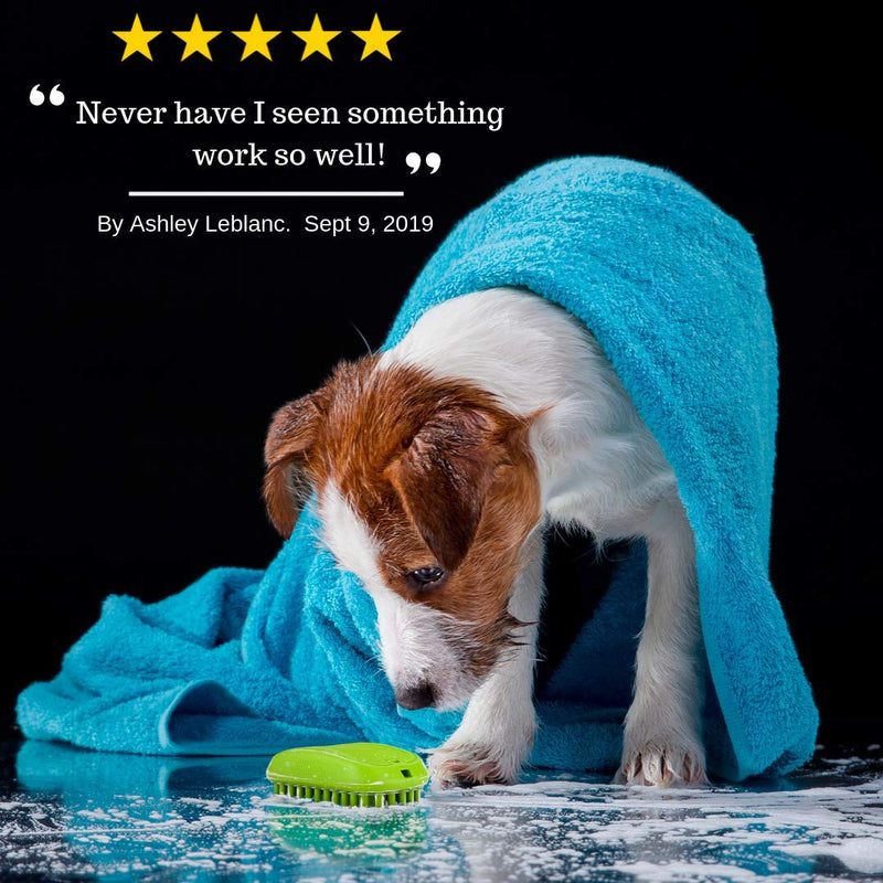 [Australia] - TANK AND SHERMAN Dog Shampoo Rubber Brush – Easy to Clean Dog Bath Brush with Fur Catching Screen – Soft 4 Point Bristle Cat and Dog Brush – Enjoy Dog Bathing and Dog Grooming Once Again 