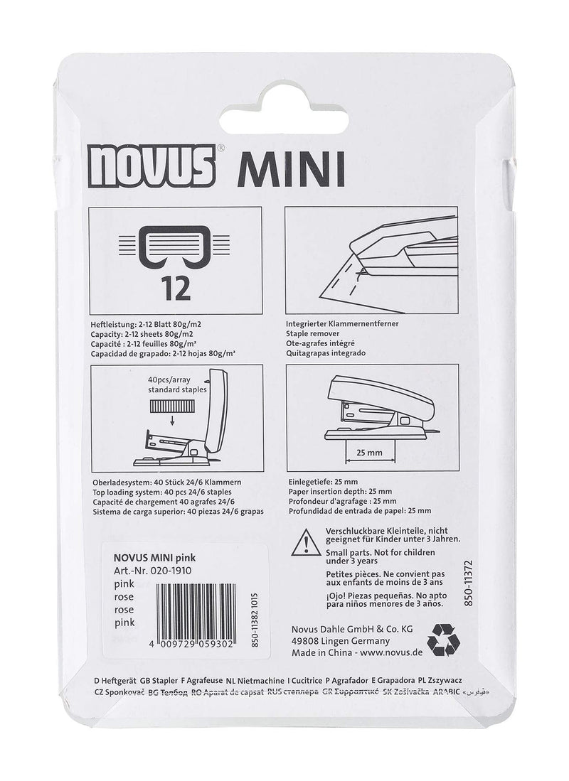 Novus mini stapler, pink - PawsPlanet Australia