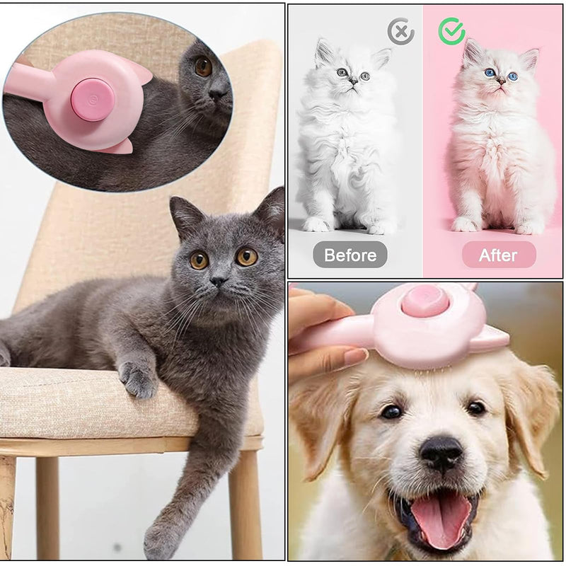 Cat brush, dog brush, medium and long hair, cat comb with handle, brush for pet care for removing undercoat, loose fur and dirt, for medium and long hair dogs, cats (pink) pink - PawsPlanet Australia