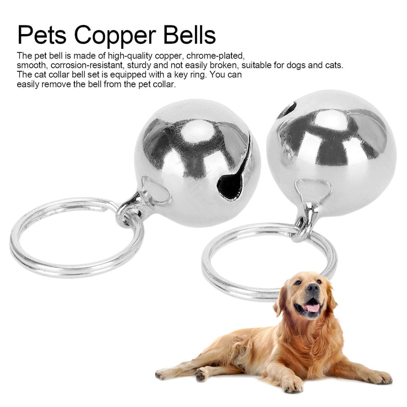 2 Pcs Rustproof Copper Bells Extra Loud Pair of Cat and Dog Wearable Bells Collar Charm Bells for Protecting Birds and Wildlife Silver - PawsPlanet Australia