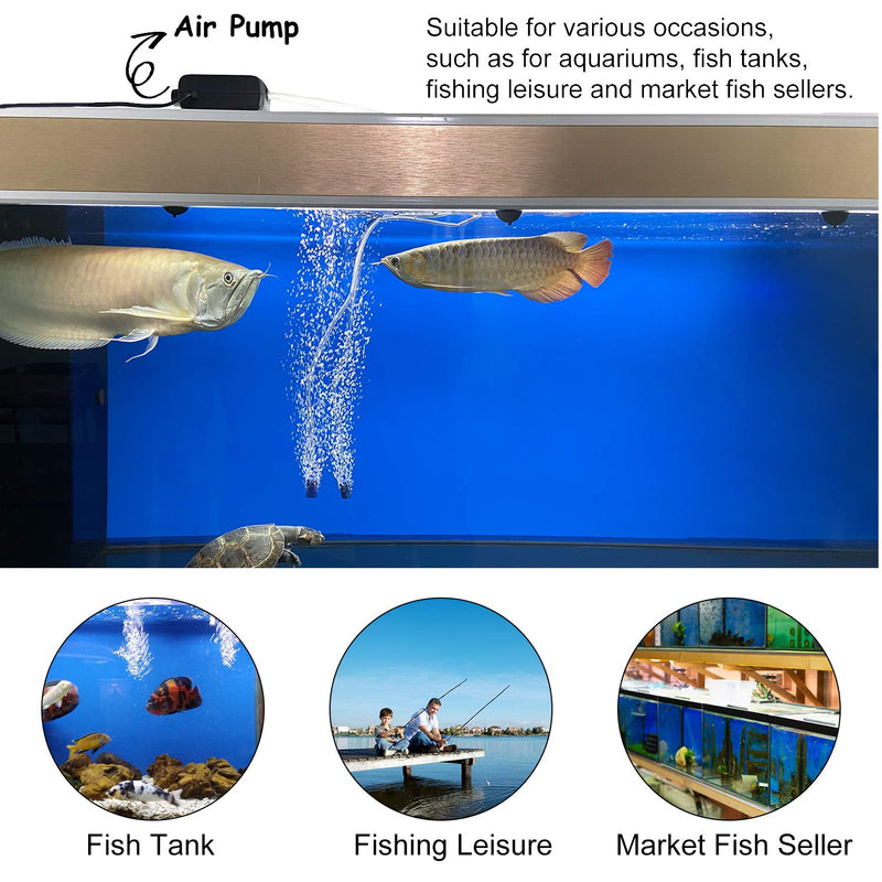 Insputer Aquarium Air Pump, Fish Tank Air Pump Adjustable Air Valve, Fish Bowl with Air Tube Air Bubbler Stone Check Valve Up to 1-80 Gallon Tank 1 Outlet - PawsPlanet Australia