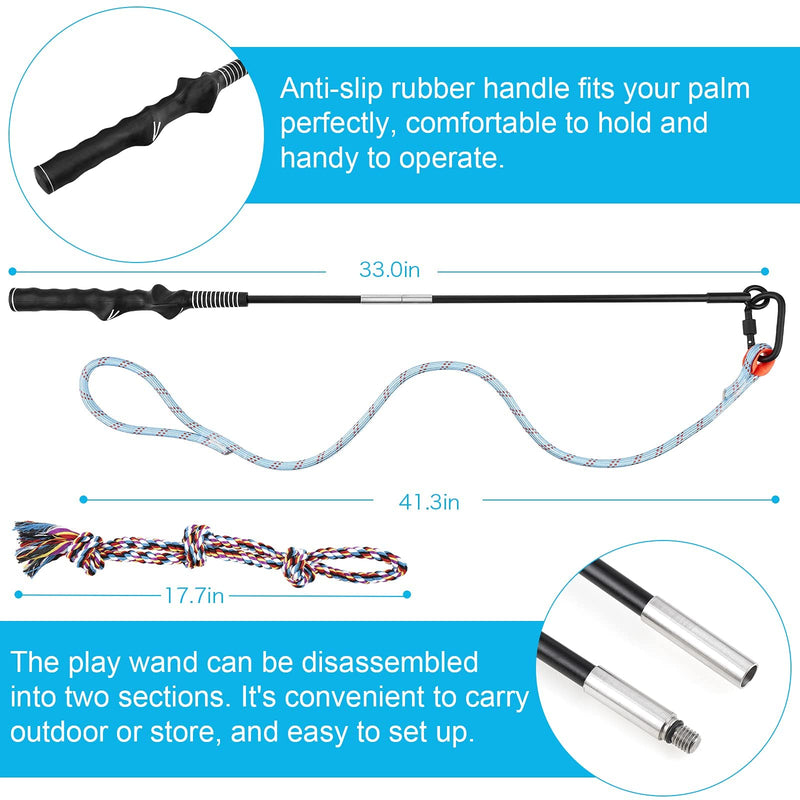 Flirt Pole for Dogs, Dog Flirt Pole for Dogs Chase and Tug of War, Interactive Teaser Wand for Dogs, Dog Tug Toy with Rope Toys to Outdoor Exercise & Training, Dog Rope Toy for Small Medium Large Dogs - PawsPlanet Australia