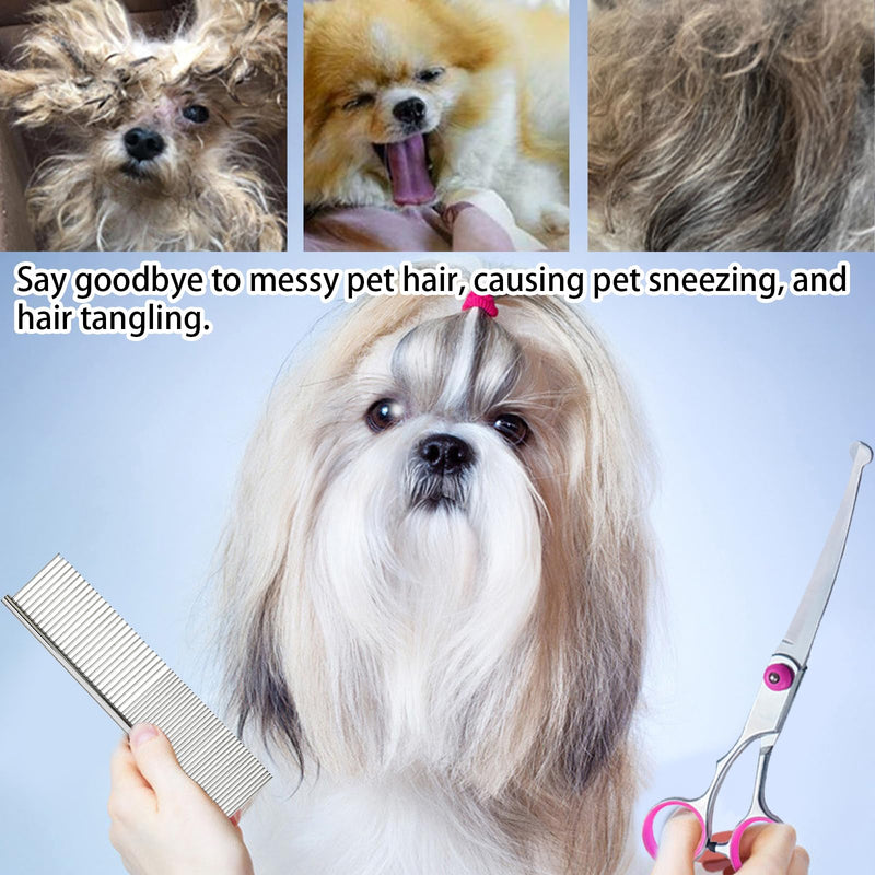 DKDDSSS Pack of 4 dog scissors, dog grooming scissors with round safety tip, professional hair scissors set, grooming comb, thinning scissors, curved scissors, for grooming dogs, cats, pets - PawsPlanet Australia