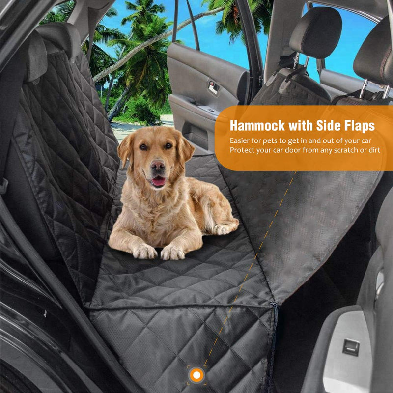 AMZPET Dog Car Seat Cover for Dogs, Waterproof with Door Protection, Durable Nonslip Scratch Proof Washable Pet Back Seat Cover. 3-in-1 Car Seat Protector, Boot Liner, Dog Travel Hammock for all Cars Black - PawsPlanet Australia