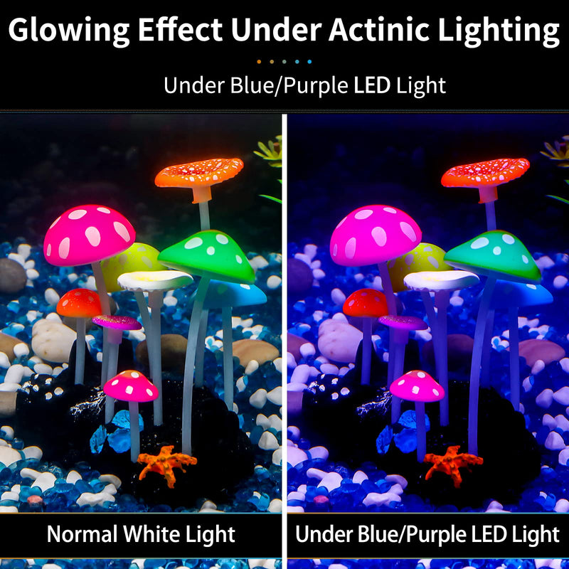 Uniclife Glowing Effect Artificial Mushroom Aquarium Plant Decor Ornament Decoration for Fish Tank Landscape - PawsPlanet Australia
