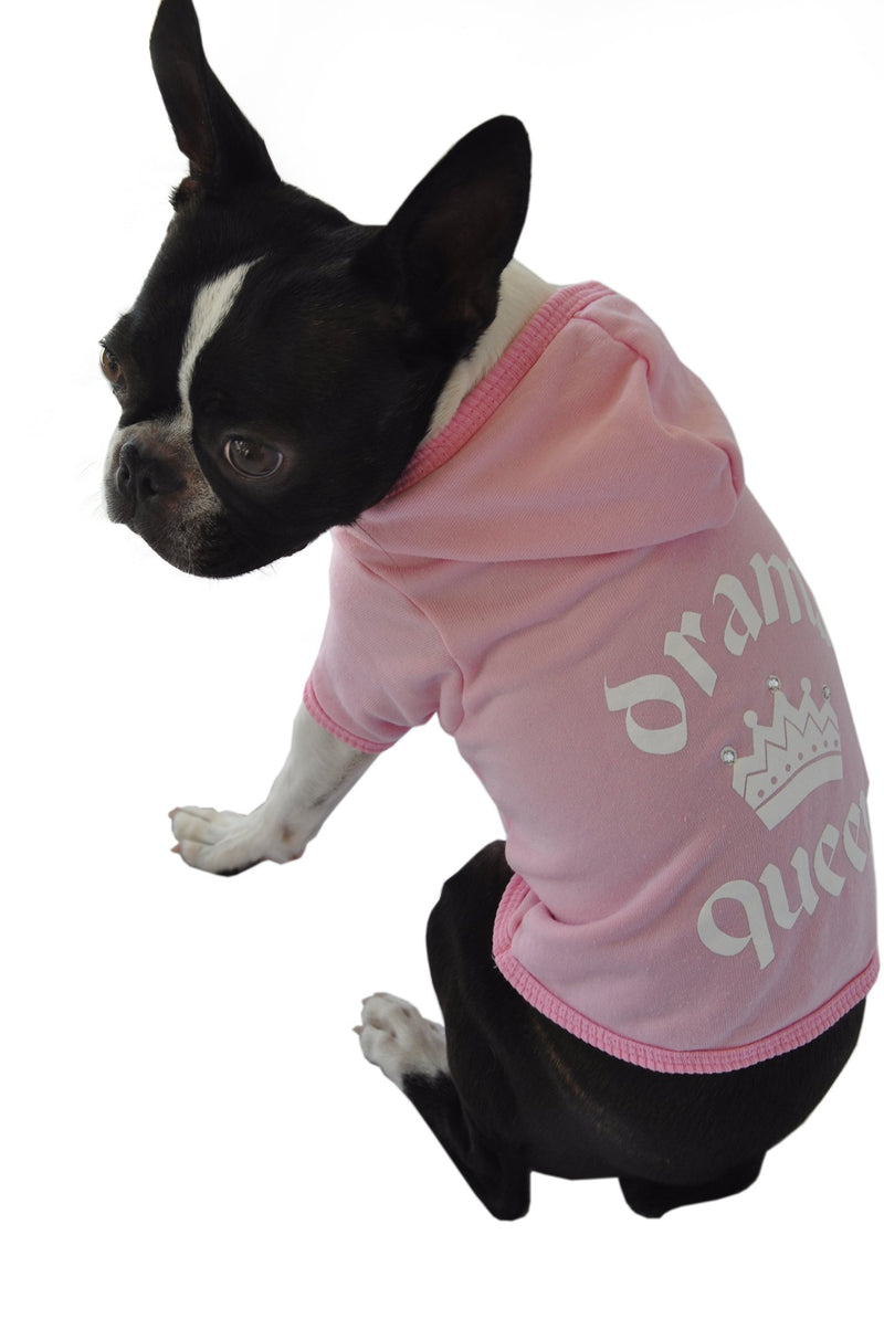 Ruff Ruff and Meow Dog Hoodie, Drama Queen, Pink, Extra-Small - PawsPlanet Australia