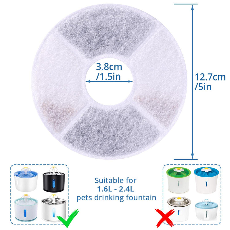 RBAYSALE Cat Water Fountain Filters,10 Packs for Pet Flower Fountains Replacement Filters Round with Activated Carbon and Resin ,for Automatic Dog Drinking Dispenser - PawsPlanet Australia