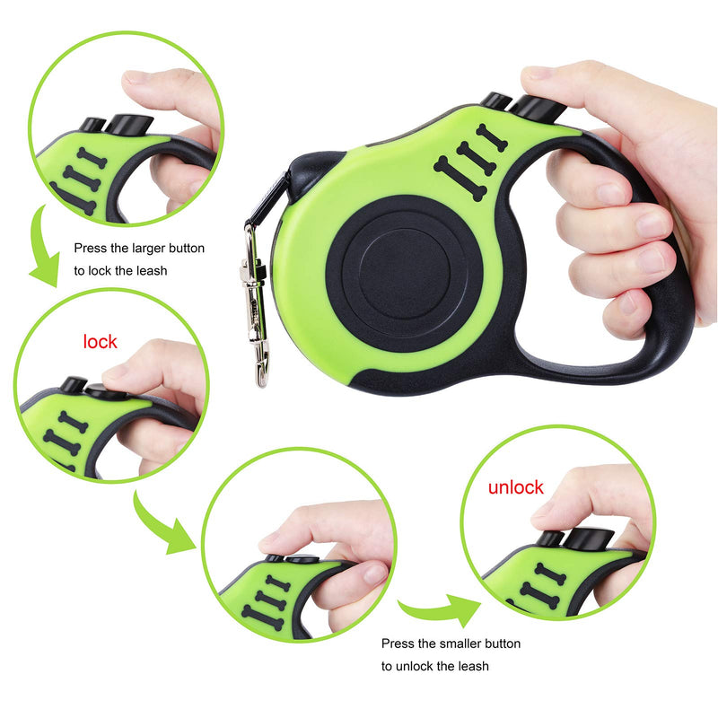 PETIMP Retractable Dog Leash Lightweight Portative 16FT Leash, with Folding Bowl,Dispenser,Rubbish Bags, for Small Medium Dogs GREEN - PawsPlanet Australia