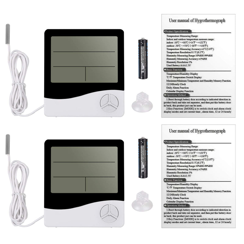 CAMWAY 2pcs Aquarium Thermometer Fish Tank Thermometer Hygrometer Digital Aquarium Temperature Thermometer with 1.5m Probe Cable - PawsPlanet Australia