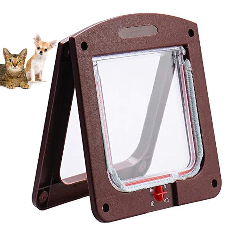 YBFBSJK Pet Mounting Door Wall Entry Cat Door Pet Tunnel Door Cat Flap Closure Cat Flap Inner Door 4 Way Manual Locking Cat Door Install Easily With Telescopic Frame For Cats Small Dogs Brown - PawsPlanet Australia