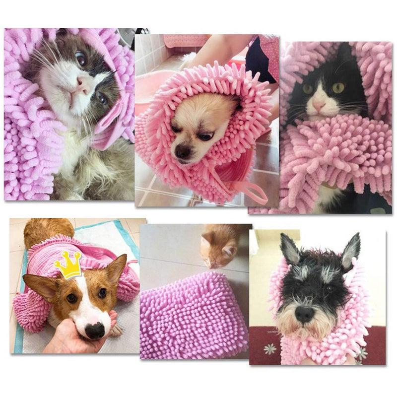 [Australia] - Lamudo Bath Towels for Dog Cat Shammy Quick Drying Towel Super Absorbent Durable Washable Microfiber Chenille Dry Towel for Pets Kitten Puppy Gray 