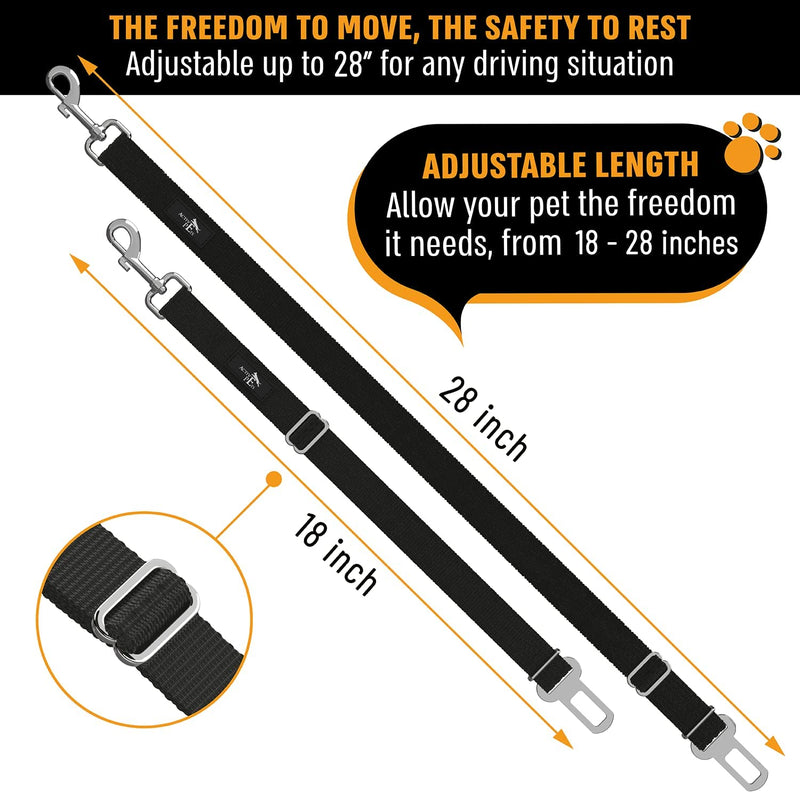 Active Pets Dog Car Harness - Dog Seatbelts for Cars, Trucks, Travel - Tether Belt for Small & Large Dogs 1 Pack Black - PawsPlanet Australia