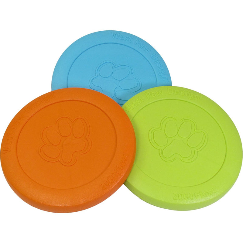 [Australia] - West Paw Zogoflex Zisc Dog Frisbee, High Flying Aerodynamic Disc for Dogs Puppy – Lightweight, Floatable Dog Frisbees for Fetch, Tug of War, Catch, Play – Doubles as Food/Water Bowl, Made in USA Large Tangerine 