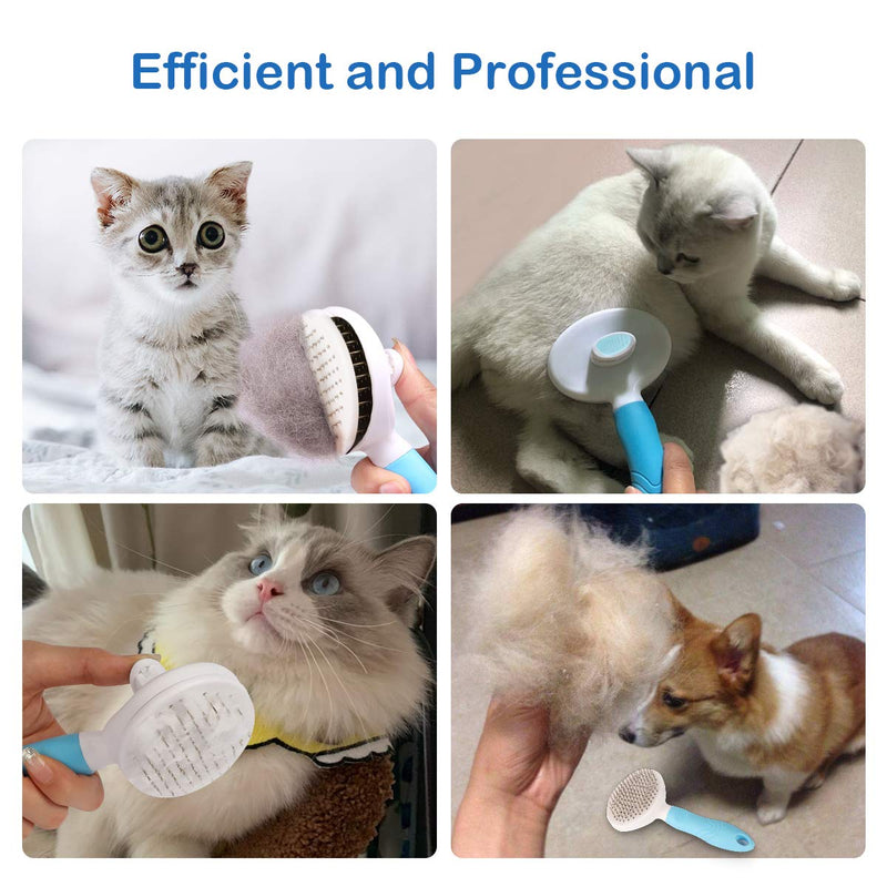 MENNYO Dog Brush, Cat Brush, Self Cleaning Slicker Brush for shedding, Professional Pet Grooming Comb for Long/Short Hair - Removes 95% of Dead Undercoat and Loose Hairs - PawsPlanet Australia