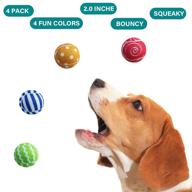 [Australia] - AMA SPORT Pet Dog Squeak Toy Tennis Balls for Dogs Size 2.0,2.5 4.0 inch-2/4/12 Balls Pack Dog Sensitive Colour for Small Puppy to Large Dogs,Chewers 204 
