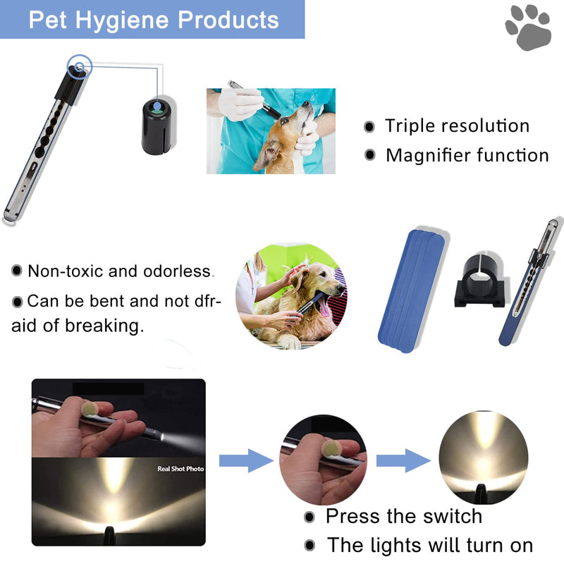 HUHKOUAE Veterinary Otoscope Kit,LED Vet Pet Cat Dog Ear Mirror Speculum,Checking Pets Ears Eye Oral Cavity,Apply To Pets of All Ages Dogs Cats Rabbit - PawsPlanet Australia