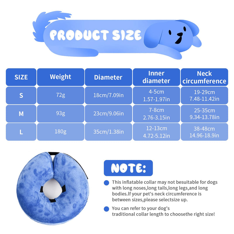 Inflatable collar for pets, dog protective collar, inflatable pet collar, soft adjustable comfortable neck collar for dogs and cats recovery after operations, anti-bite/lick (S) S - PawsPlanet Australia
