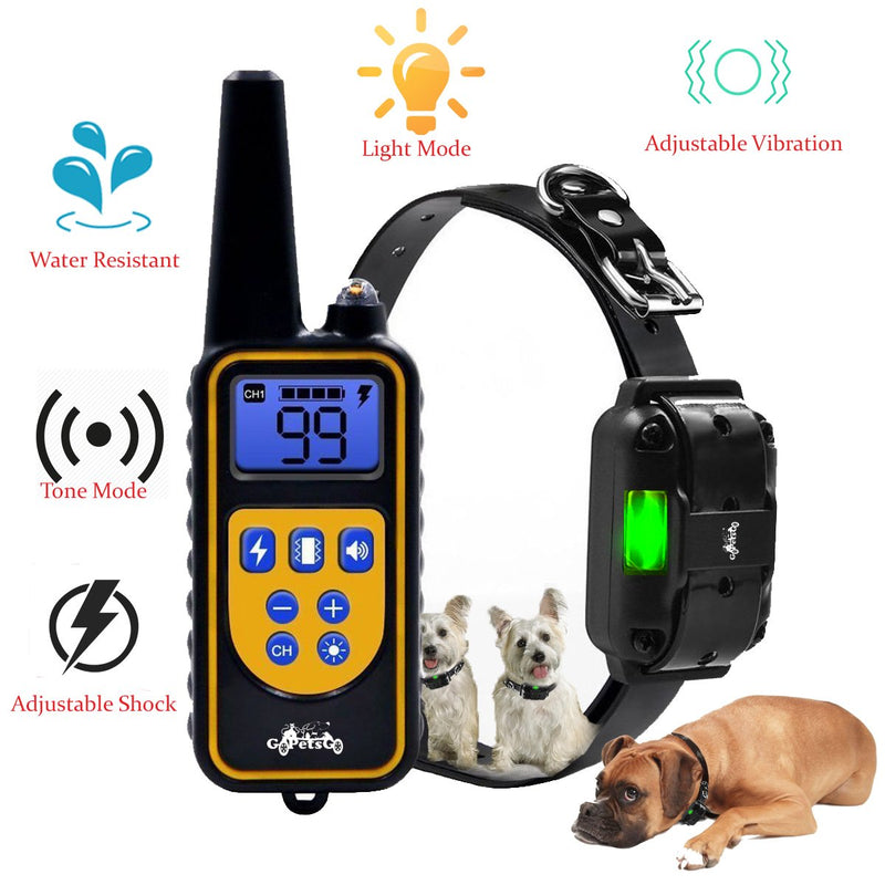 [Australia] - GoPetsGo 2640 Feet Rechargeable Waterproof Dog Training Collar with remote, vibration/Shocks and sound Mode of operation with White Back-light LED Display 