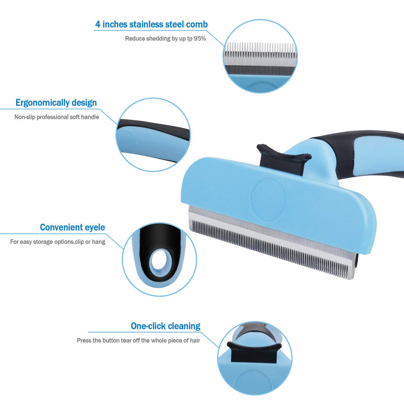 Strong Wind Pet Grooming Brush, Pets Dog & Cat Brush for Shedding, Deshedding Tools for Dogs & Cats Effectively Reduces Shedding by up to 95%, Gentle Pet Shedding Tools Blue - PawsPlanet Australia