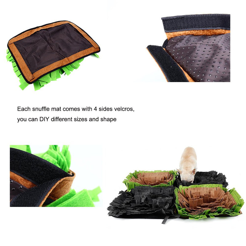 [Australia] - Petneces Snuffle Mat Encourages Natural Foraging Skills Dog Feeding Mats - Dog Smell Training Mat Nose Work Blanket 17x12 inch Brown+Green 