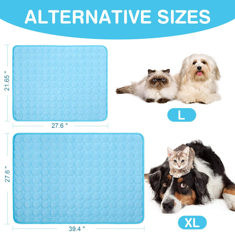 Pet Cooling Bed Mats Dog Cool Pads Washable Comfort Breathable for Dogs and Cats Indoor Outdoor, Keep Cool Ice Silk Sleeping Mat for Summer Hot Weather Large Blue - PawsPlanet Australia