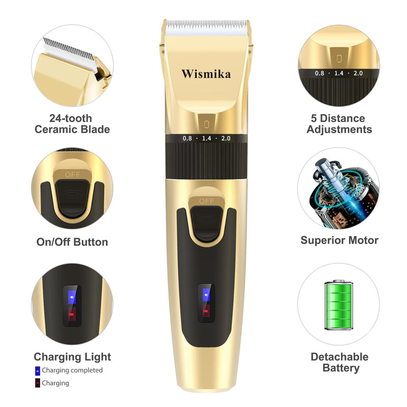 Wismika Dog Clippers, Low Noise Pet Clippers Rechargeable Dog Grooming Kit, Electric Dog Clippers Trimmer for Dogs - PawsPlanet Australia