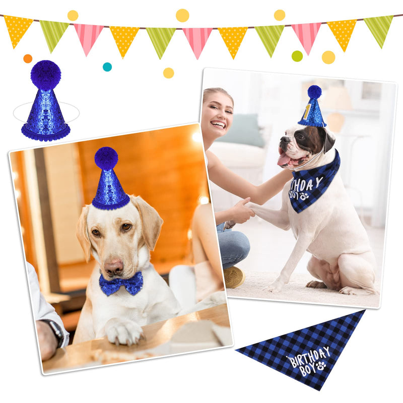 Popuppe Dog Birthday Bandana Cute Bow Tie Scarf with Dog Birthday Party Hat Dog Birthday Party Supplies for Small Medium Dogs Costumes - PawsPlanet Australia